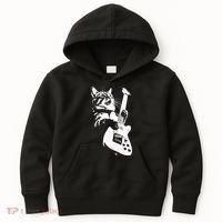 Rock Cat Playing Guitar Funny Guitar Cat Kids Hoodie thumb 0