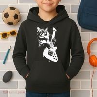 Rock Cat Playing Guitar Funny Guitar Cat Kids Hoodie thumb 2
