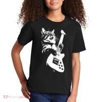 Rock Cat Playing Guitar Funny Guitar Cat Kids T-Shirt thumb 2