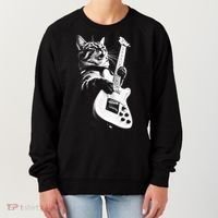 Rock Cat Playing Guitar Funny Guitar Cat Women's Sweatshirt thumb 0