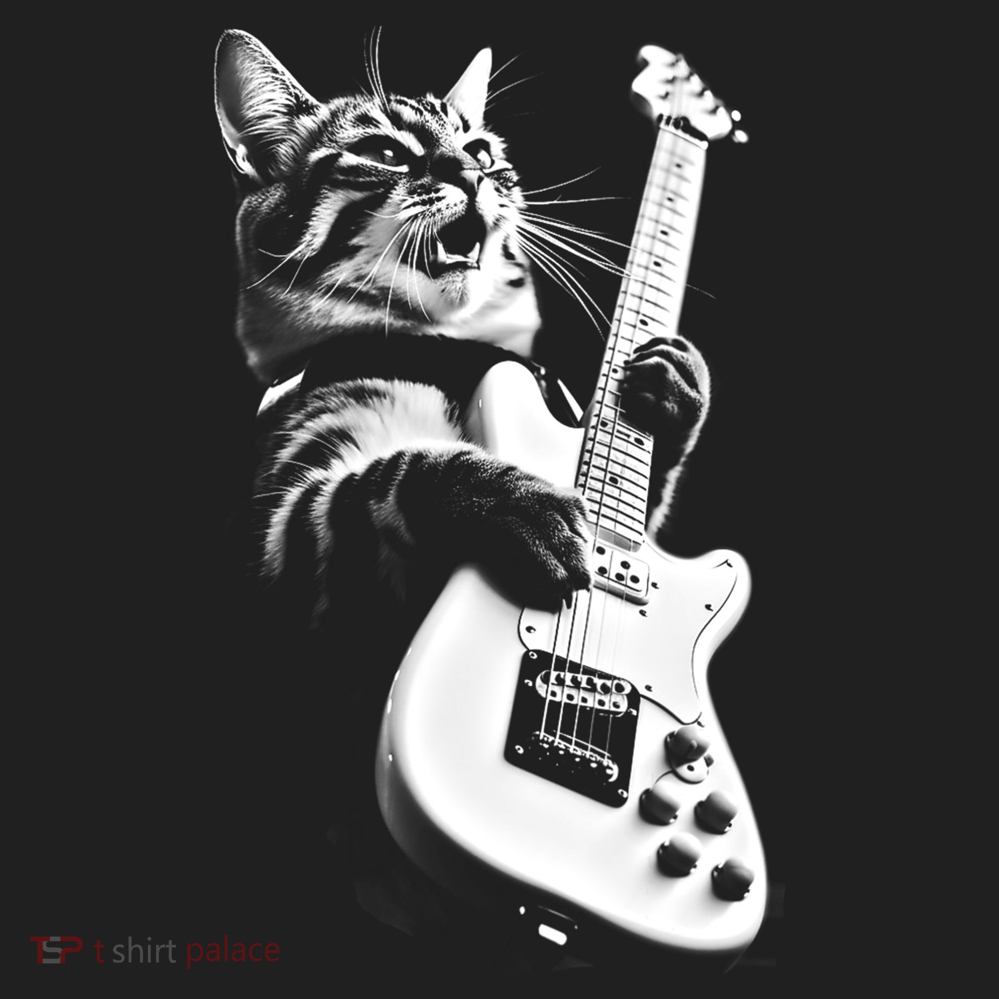 Rock Cat Playing Guitar Funny Guitar Cat Women's Sweatshirt
