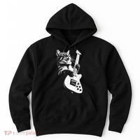 Rock Cat Playing Guitar Funny Guitar Cat Hoodie thumb 0