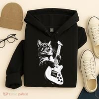 Rock Cat Playing Guitar Funny Guitar Cat Hoodie thumb 4