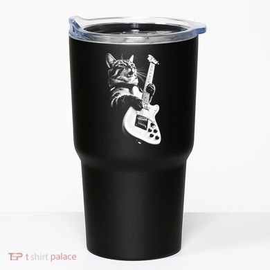 Rock Cat Playing Guitar Funny Guitar Cat Tumbler