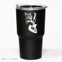 Rock Cat Playing Guitar Funny Guitar Cat Tumbler thumb 0