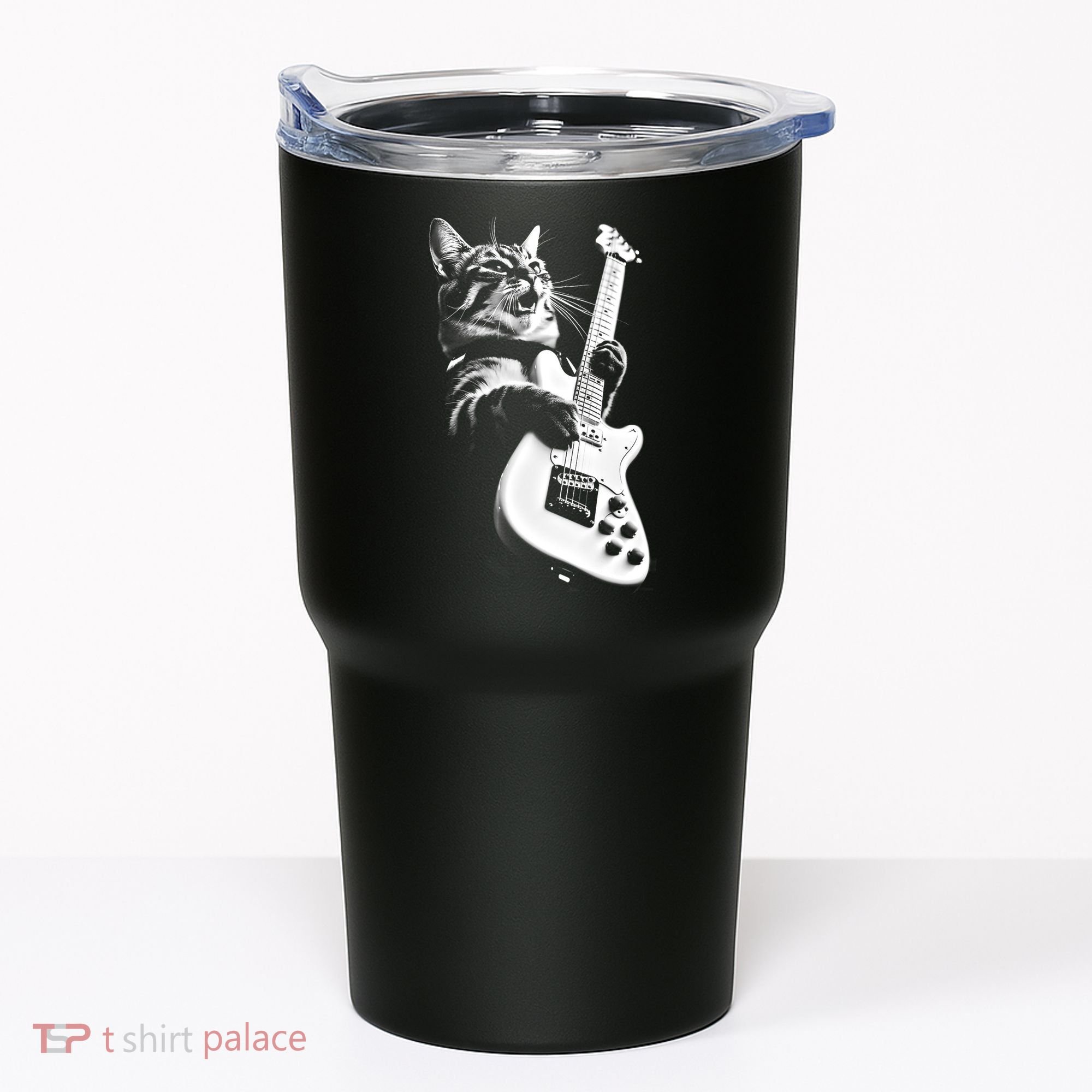 Rock Cat Playing Guitar Funny Guitar Cat Tumbler