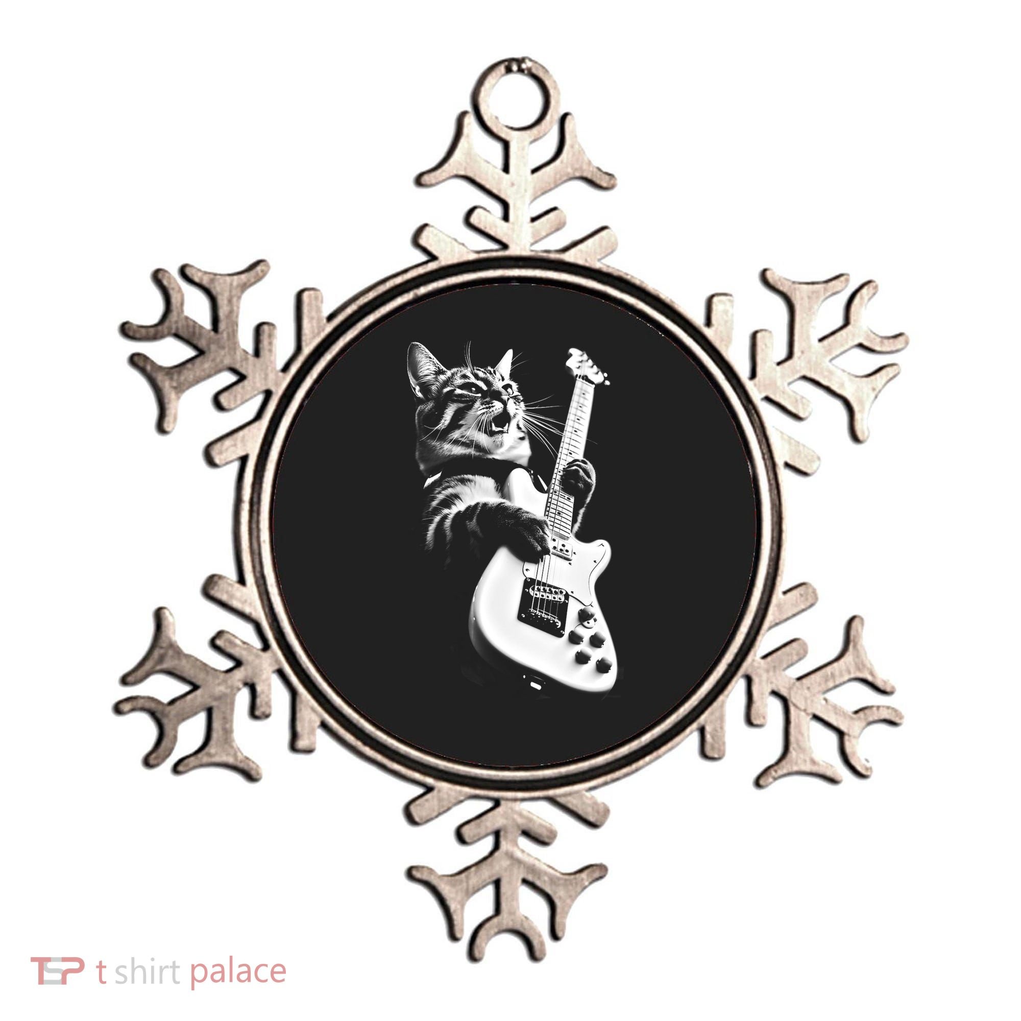 Rock Cat Playing Guitar Funny Guitar Cat Ornament
