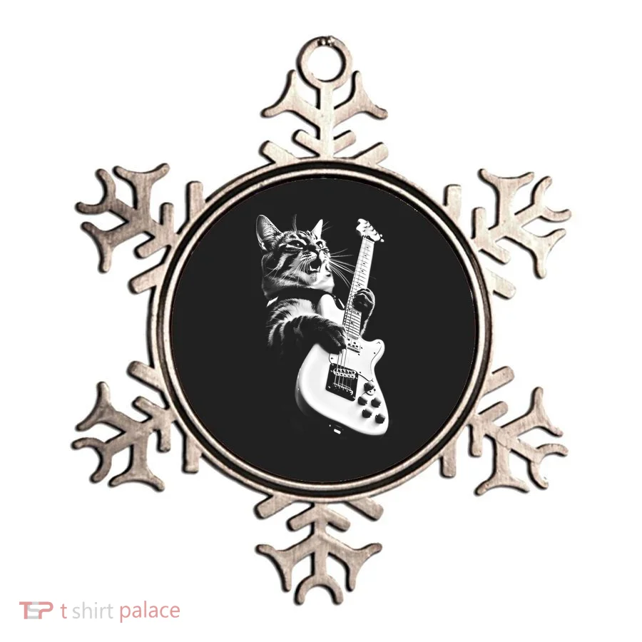 Rock Cat Playing Guitar Funny Guitar Cat Ornament