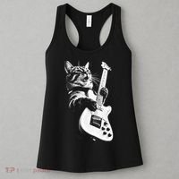 Rock Cat Playing Guitar Funny Guitar Cat Women's Tank Top thumb 3