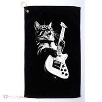 Rock Cat Playing Guitar Funny Guitar Cat Golf Towel thumb 0