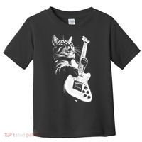 Rock Cat Playing Guitar Funny Guitar Cat Toddler T-Shirt thumb 0