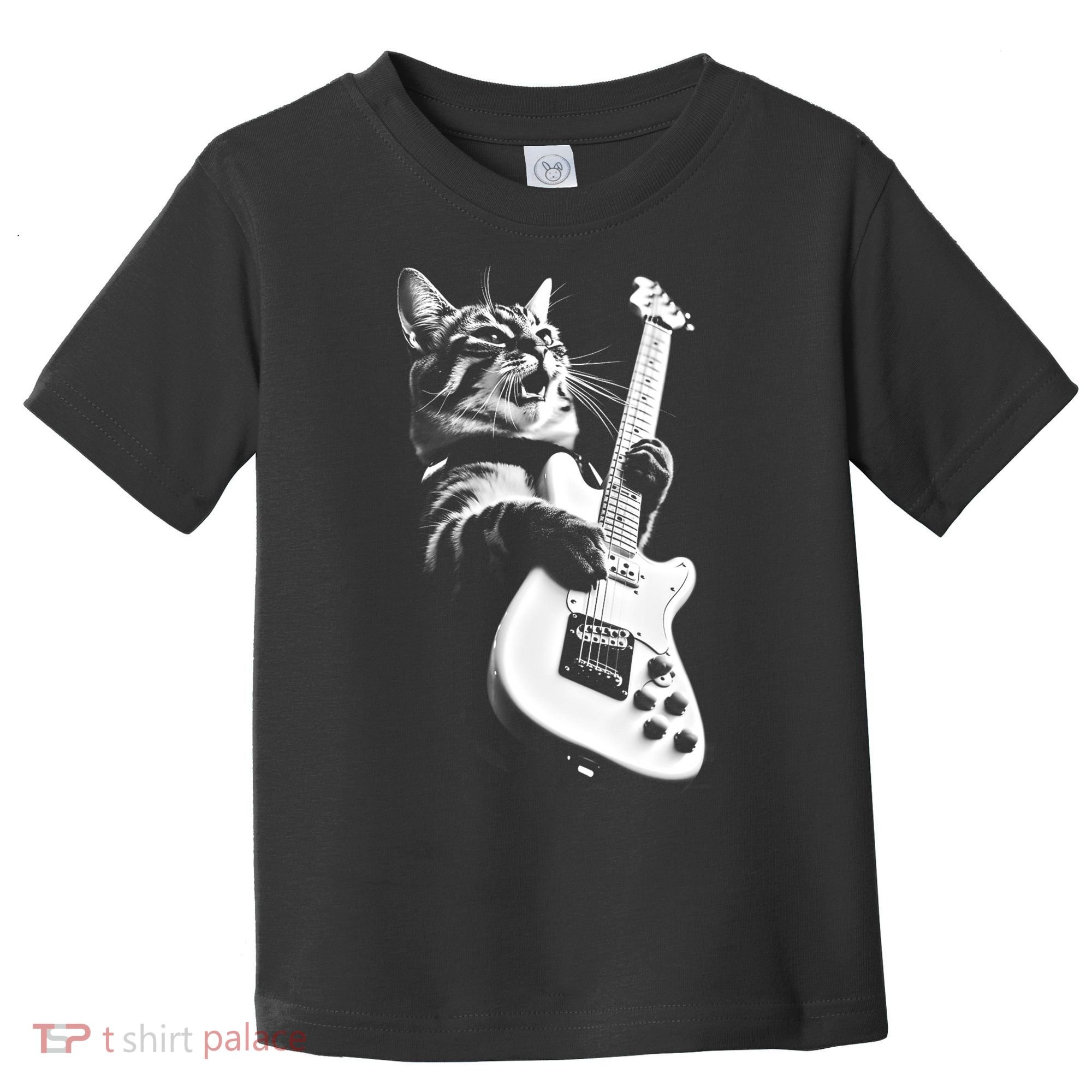Rock Cat Playing Guitar Funny Guitar Cat Toddler T-Shirt