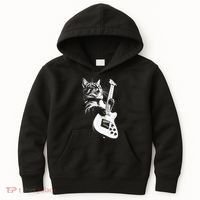 Rock Cat Playing Guitar Funny Guitar Cat Kids Hoodie thumb 0
