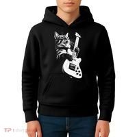 Rock Cat Playing Guitar Funny Guitar Cat Kids Hoodie thumb 4