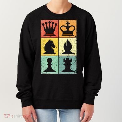 Retro Chess Player Chess Pieces Women's Sweatshirt