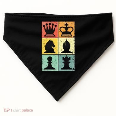 Retro Chess Player Chess Pieces USA-Made Doggie Bandana