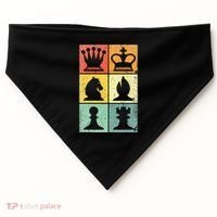 Retro Chess Player Chess Pieces USA-Made Doggie Bandana thumb 0