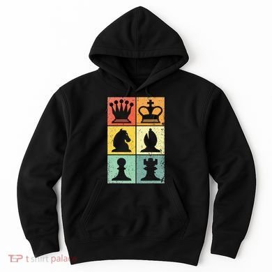 Retro Chess Player Chess Pieces Hoodie