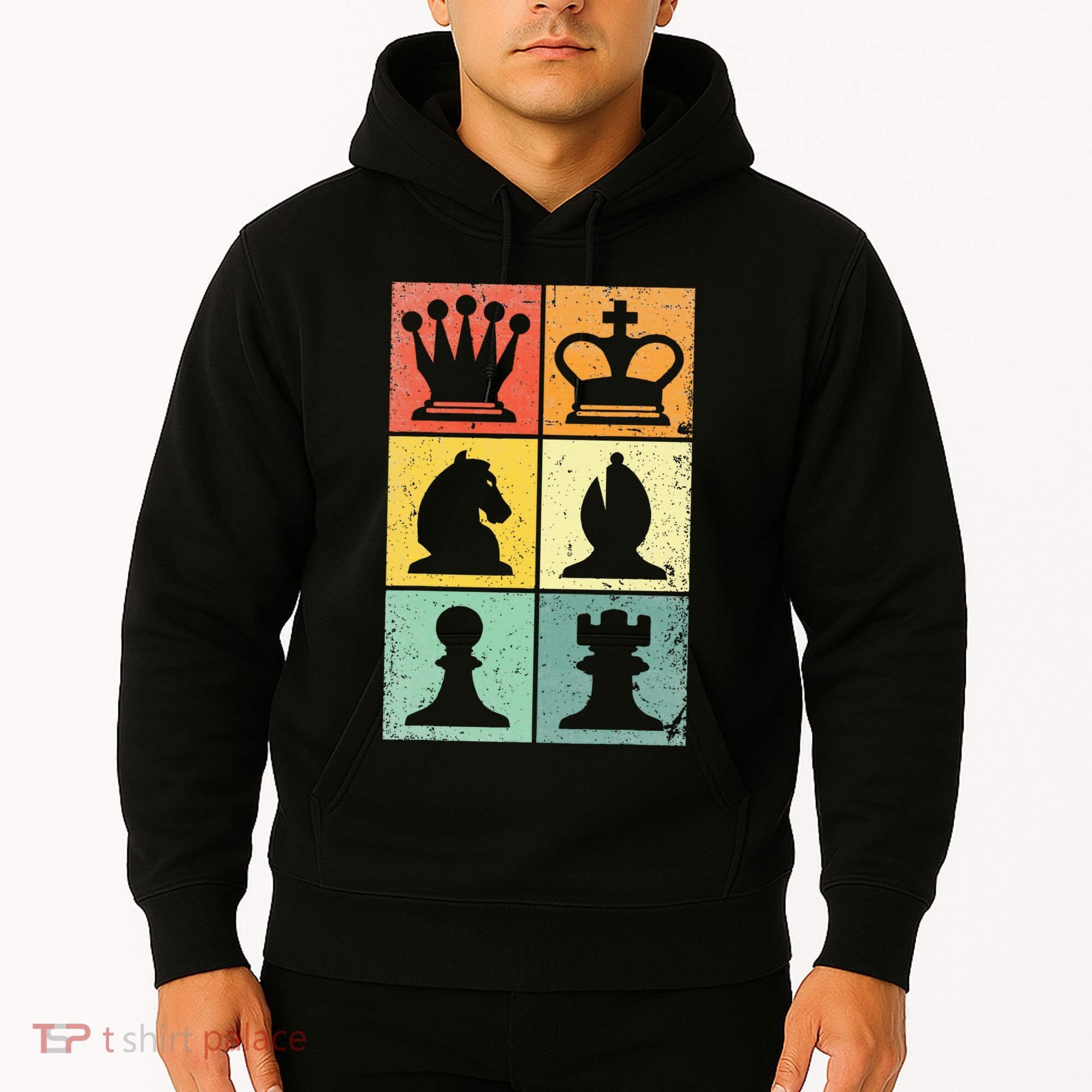 Retro Chess Player Chess Pieces Hoodie