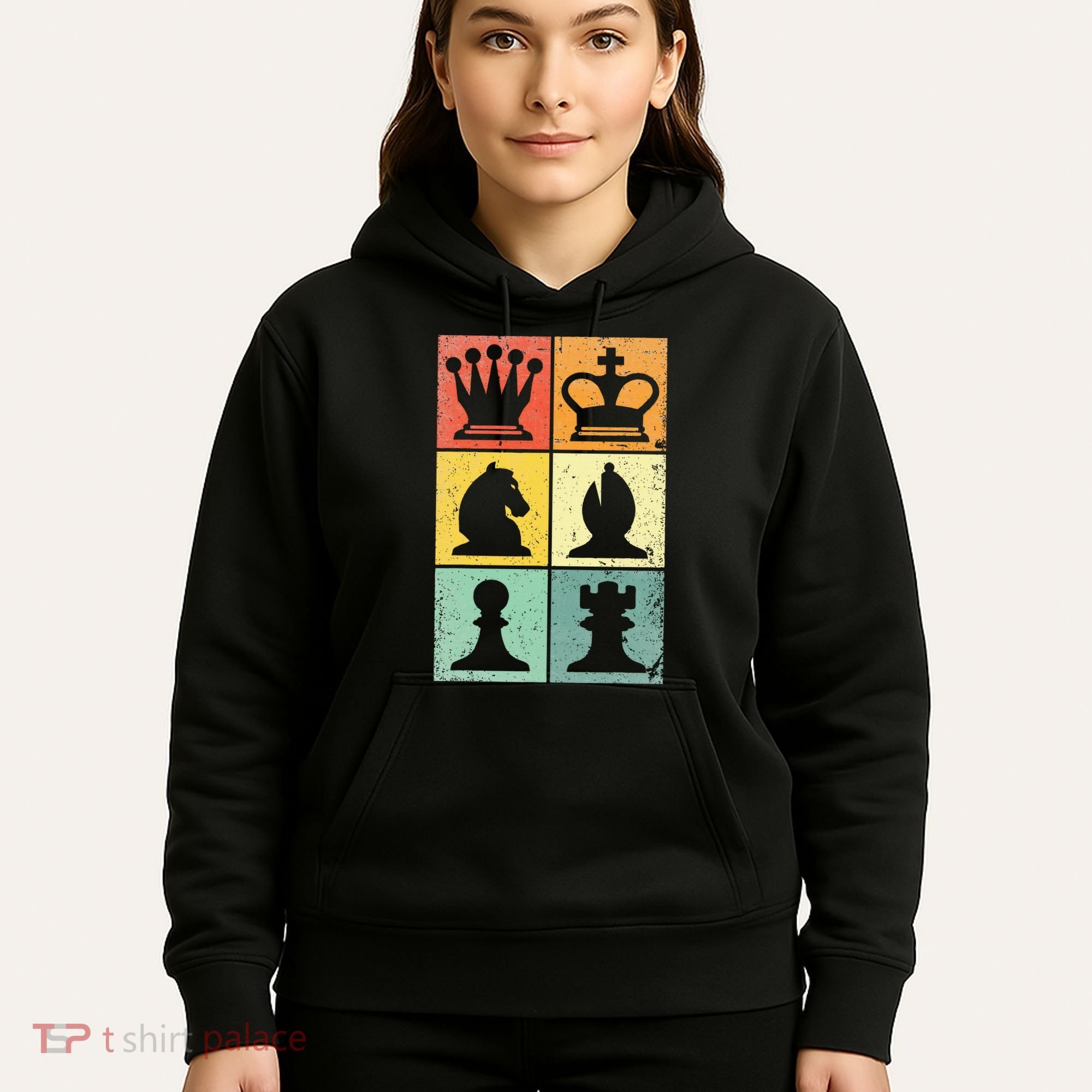 Retro Chess Player Chess Pieces Hoodie