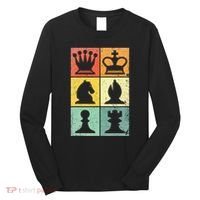 Retro Chess Player Chess Pieces Long Sleeve Shirt thumb 0