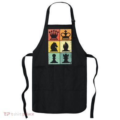Retro Chess Player Chess Pieces Apron