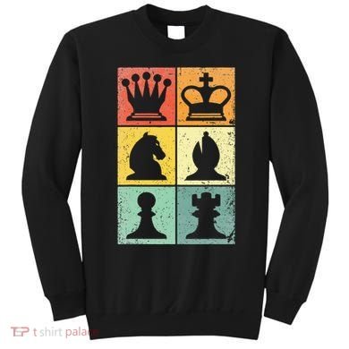 Retro Chess Player Chess Pieces Sweatshirt