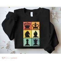 Retro Chess Player Chess Pieces Sweatshirt thumb 2