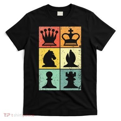 Retro Chess Player Chess Pieces T-Shirt