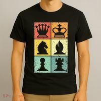 Retro Chess Player Chess Pieces T-Shirt thumb 3