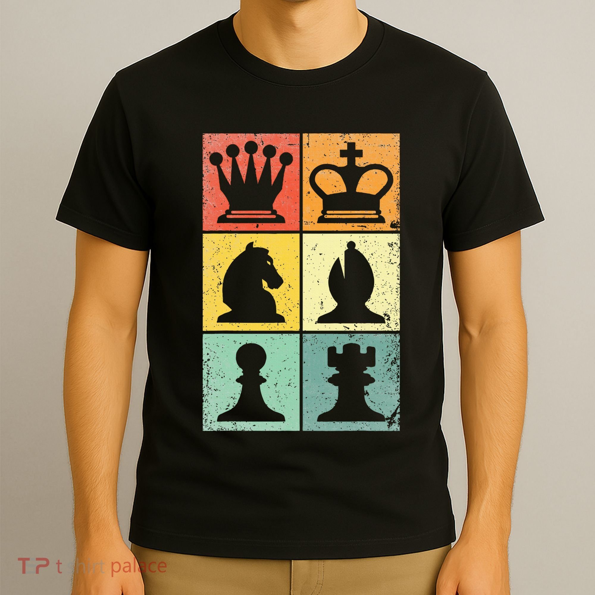 Retro Chess Player Chess Pieces T-Shirt