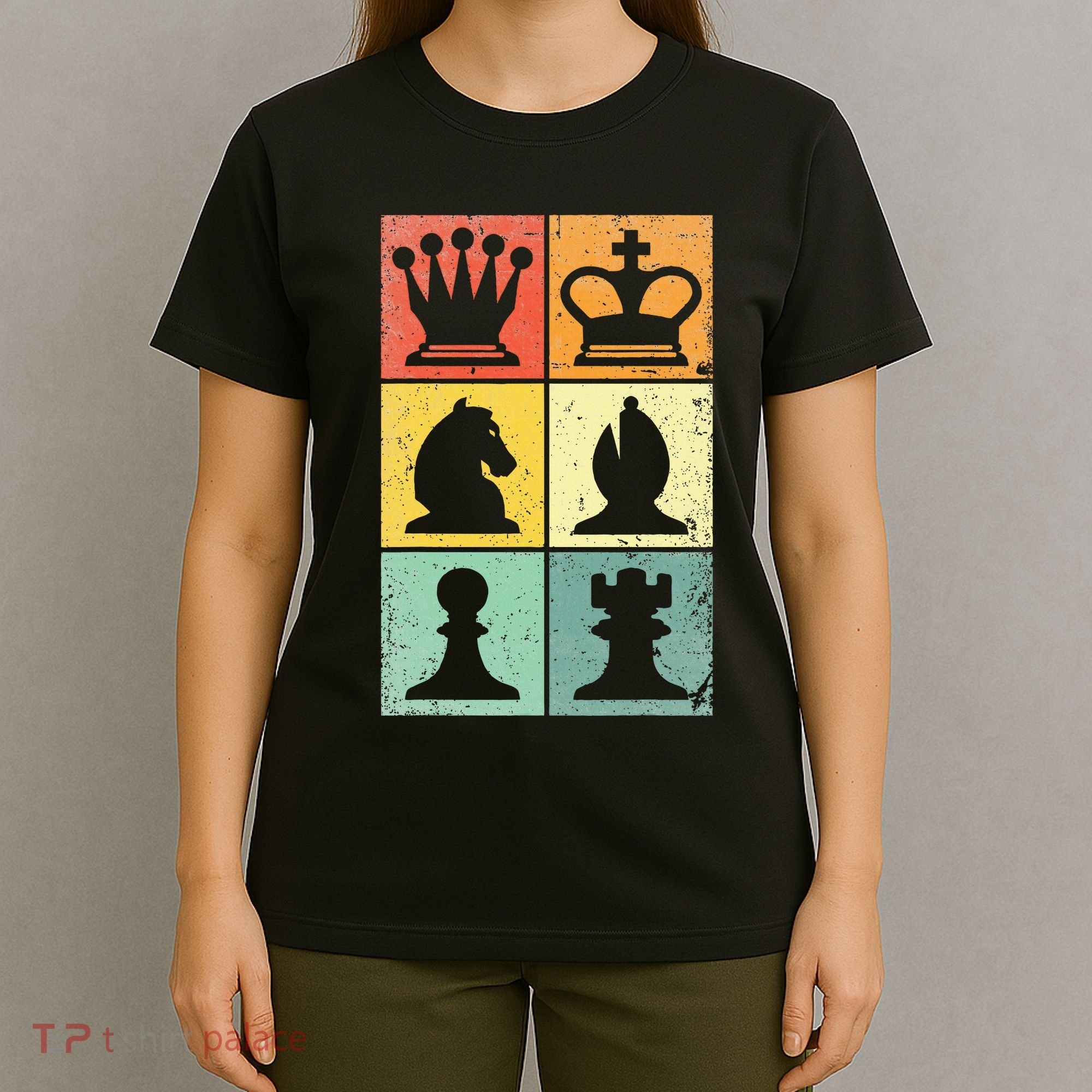 Retro Chess Player Chess Pieces T-Shirt
