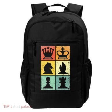 Retro Chess Player Chess Pieces Backpack