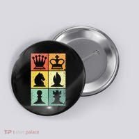 Retro Chess Player Chess Pieces Button thumb 0