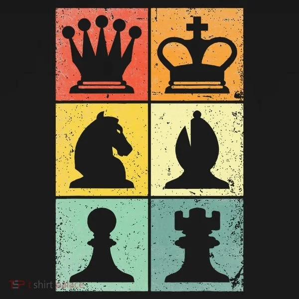 Retro Chess Player Chess Pieces Bucket Hat
