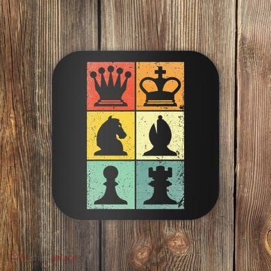 Retro Chess Player Chess Pieces Coaster