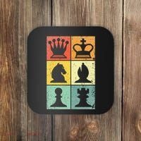 Retro Chess Player Chess Pieces Coaster thumb 0