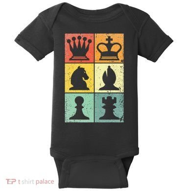 Retro Chess Player Chess Pieces Baby Bodysuit