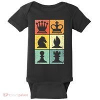 Retro Chess Player Chess Pieces Baby Bodysuit thumb 0