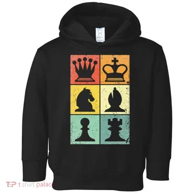 Retro Chess Player Chess Pieces Toddler Hoodie