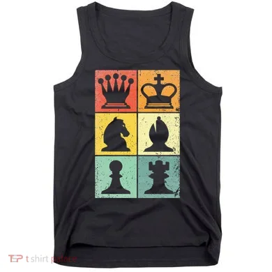 Retro Chess Player Chess Pieces Tank Top