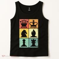 Retro Chess Player Chess Pieces Tank Top thumb 2