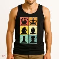 Retro Chess Player Chess Pieces Tank Top thumb 3
