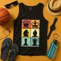 Retro Chess Player Chess Pieces Tank Top thumb 4