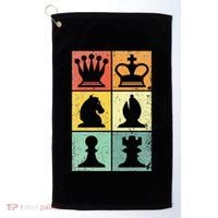 Retro Chess Player Chess Pieces Golf Towel thumb 0