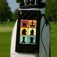 Retro Chess Player Chess Pieces Golf Towel thumb 2