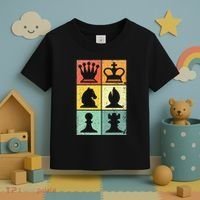 Retro Chess Player Chess Pieces Toddler T-Shirt thumb 3