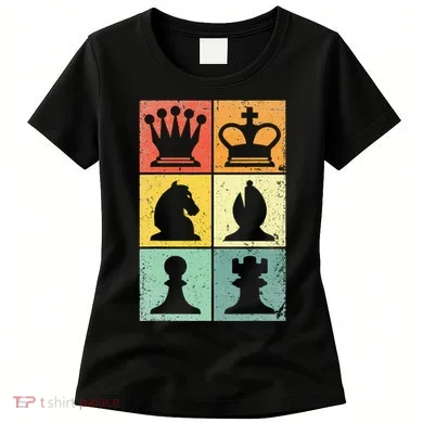 Retro Chess Player Chess Pieces Women's T-Shirt