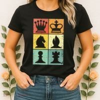 Retro Chess Player Chess Pieces Women's T-Shirt thumb 2