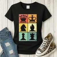 Retro Chess Player Chess Pieces Women's T-Shirt thumb 3